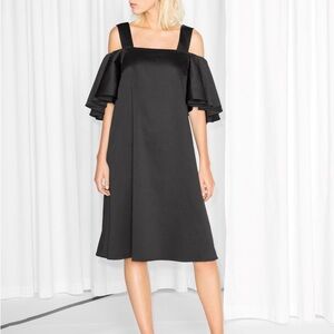 &Other stories Black Cocktail Off-Shoulder Dress